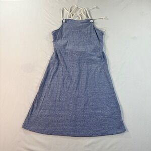 Color Thread Blue Heathered Rope Strap Halter Mini Dress Open Back Size M